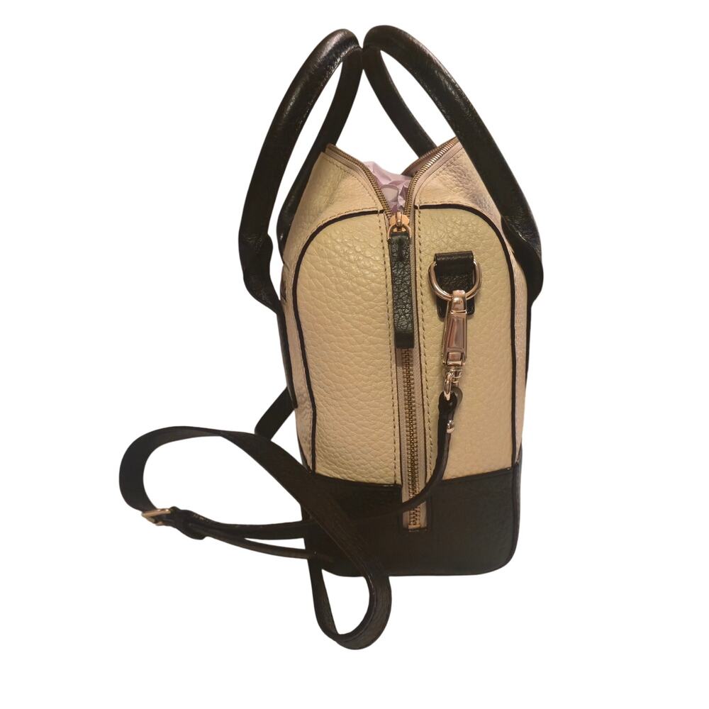 Kate Spade Southport Ave Alessa Satchel/Cross Body Beige Black Pebbled Leather - Picture 4 of 15